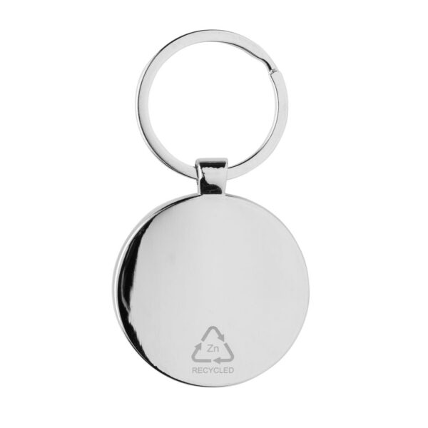 RCS recycled zinc alloy round keychain with bamboo P191.6709