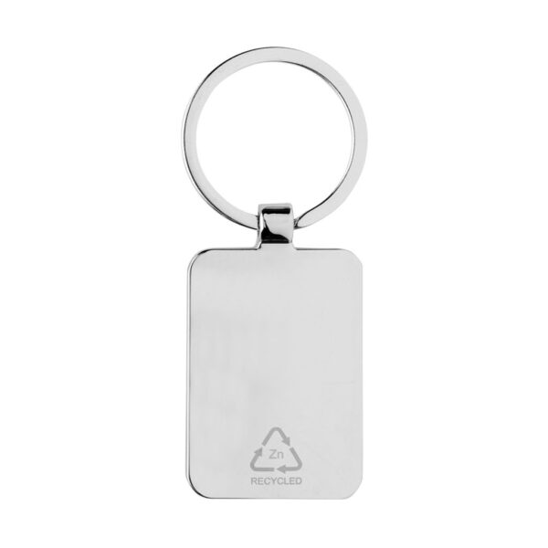 RCS recycled zinc alloy rectangle keychain with bamboo P191.6809