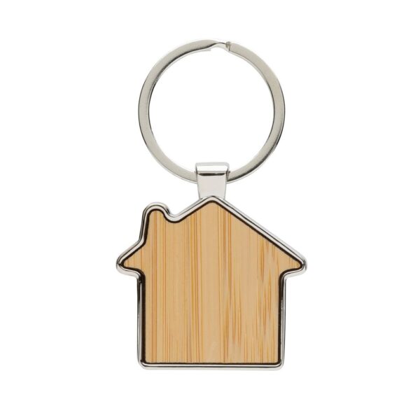 RCS recycled zinc alloy house keychain with bamboo P191.6909