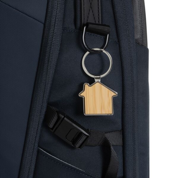 RCS recycled zinc alloy house keychain with bamboo P191.6909