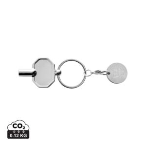 RCS recycled zinc alloy radiator key keychain with coin P191.7002