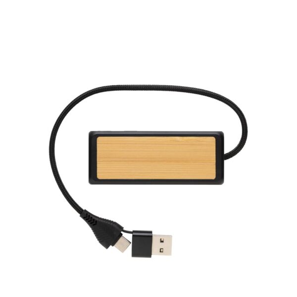 Link RCS recycled plastic and bamboo dual Input USB hub P308.5601