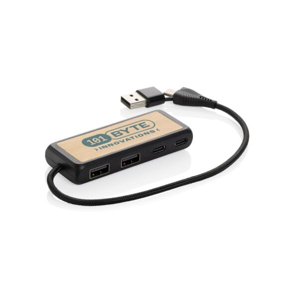 Link RCS recycled plastic and bamboo dual Input USB hub P308.5601