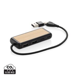 Link RCS recycled plastic and bamboo dual Input USB hub P308.5601