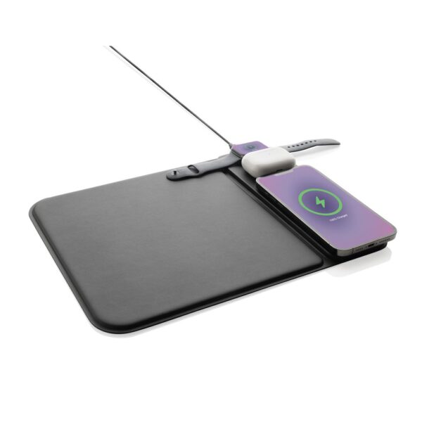 Swiss peak RCS recycled PU 15W 3 in 1 charging mousepad P309.0301