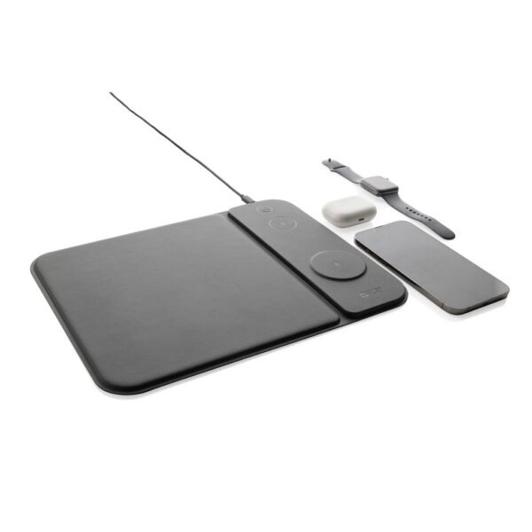 Swiss peak RCS recycled PU 15W 3 in 1 charging mousepad P309.0301