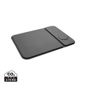 Swiss peak RCS recycled PU 15W 3 in 1 charging mousepad P309.0301