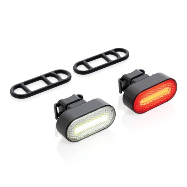 Lumino RCS recycled plastic USB re-chargeable bike light set P513.8401