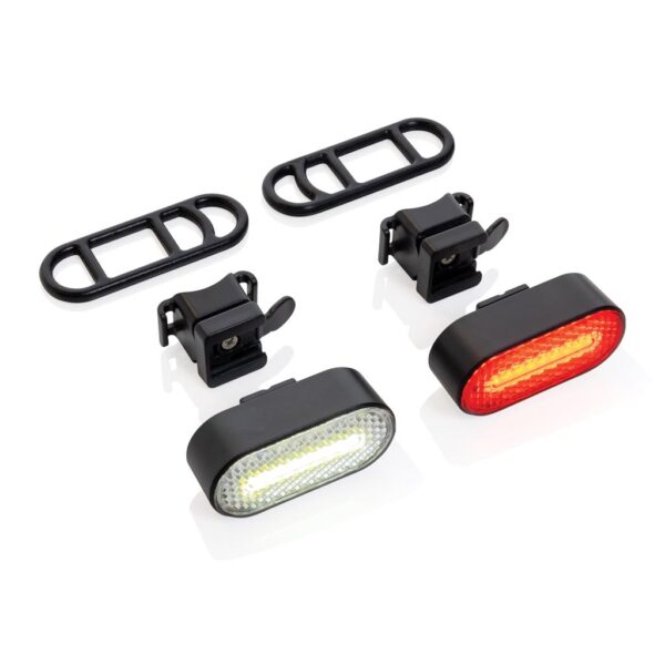 Lumino RCS recycled plastic USB re-chargeable bike light set P513.8401