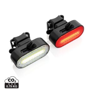 Lumino RCS recycled plastic USB re-chargeable bike light set P513.8401