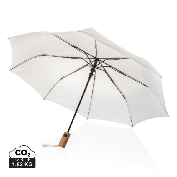 Kaycey 21" AWARE™ RPET Acacia wood mini auto open umbrella P850.7019