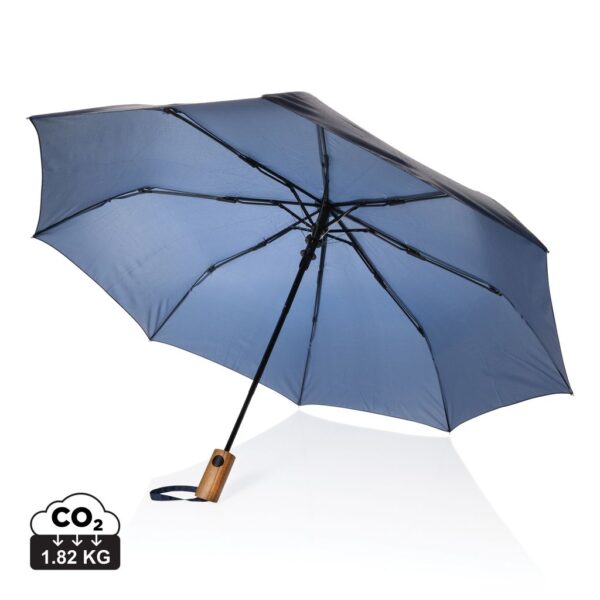 Kaycey 21" AWARE™ RPET Acacia wood mini auto open umbrella P850.7025