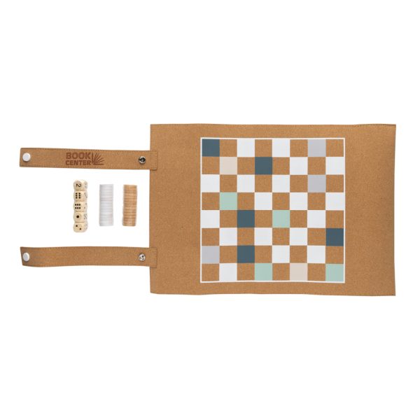 Britton cork foldable backgammon and checkers game set P940.219