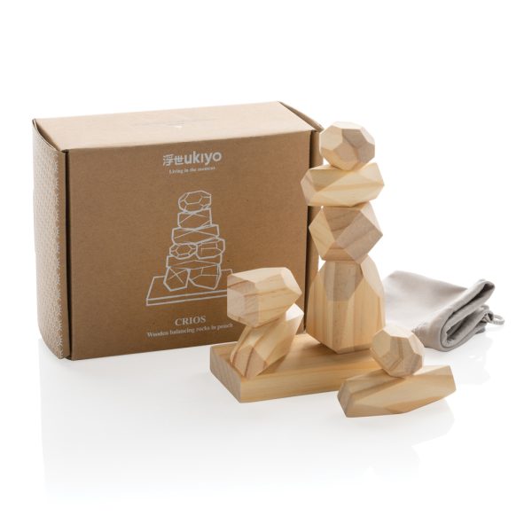 Ukiyo Crios wooden balancing rocks in pouch P940.299