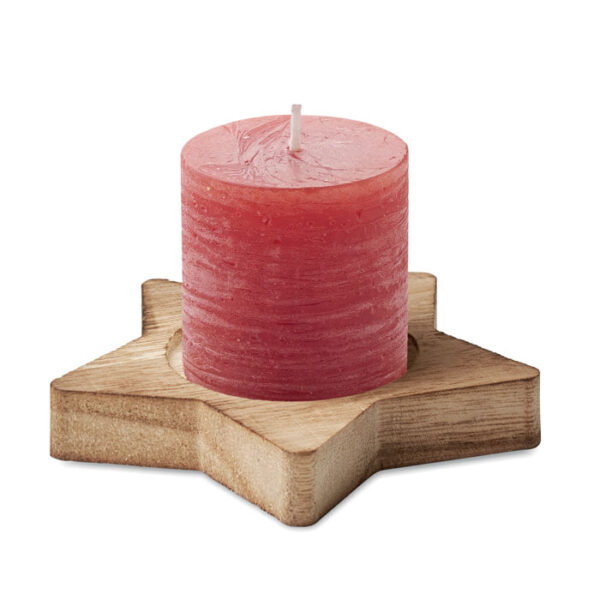 Candle on star wooden base LOTUS CX1481-05