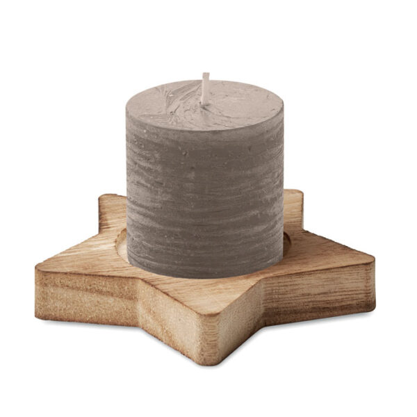 Candle on star wooden base LOTUS CX1481-07