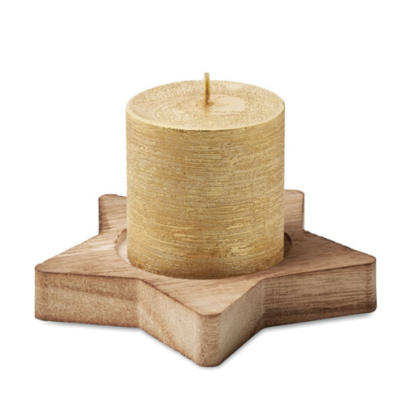 Candle on star wooden base LOTUS CX1481-98